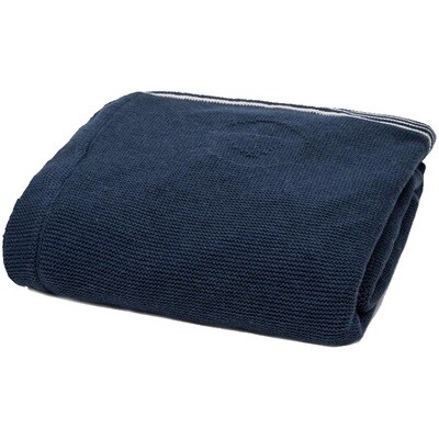 A10514MAY / KNIT AND FUR BLANKET NAVY AN