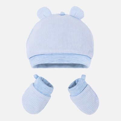 D10061MAY / 19916 2PC HAT & SCRATCH MITTEN BABY BLUE ST