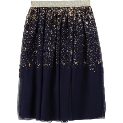A10114BIL / SKIRT NAVY TULLE WITH GOLD B