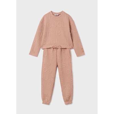 G10447MAY / 7828 2 PC KNIT TRACKSUIT ROSE ALPHABET  LETTERS PRINT