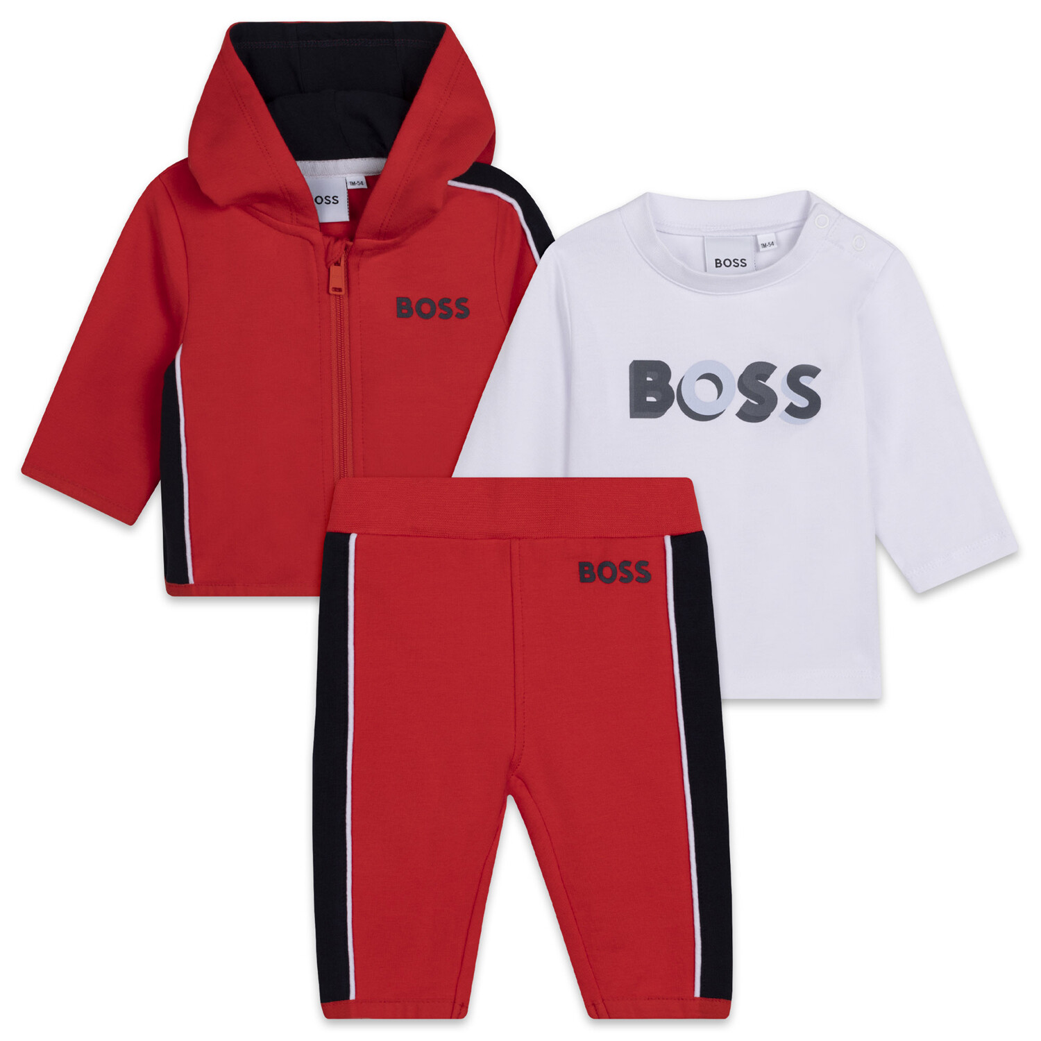Hugo Boss Boys 3 Pc Tracksuit Red White Tshirt Navy Logo & Trim Hooded Size  1m-18m | J98369 Red - Boys Clothing Online | Shop Boys Clothes