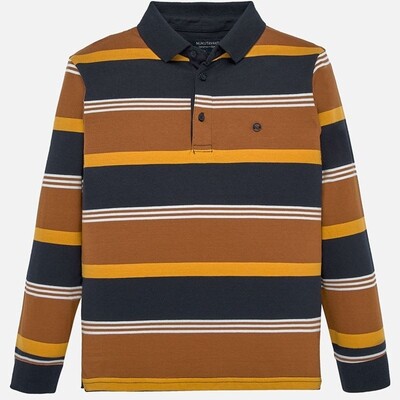 A10698MAY / POLO TOP NAVY BROWN MULTI STR