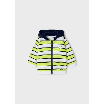 F10985MAY / 1882 2 PC TRACKSUIT LIME STRIPE HOODED TOP NAVY PANT