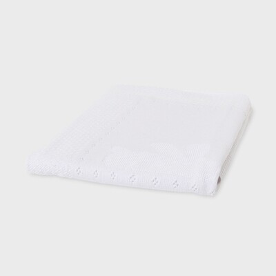 D10230MAY / 9852 KNIT BLANKET WHITE IMPRINTED BOW