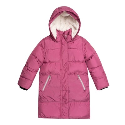 G10420LAY / E20W59 PUFFY COAT RED VIOLET FLEECE HOOD LINING