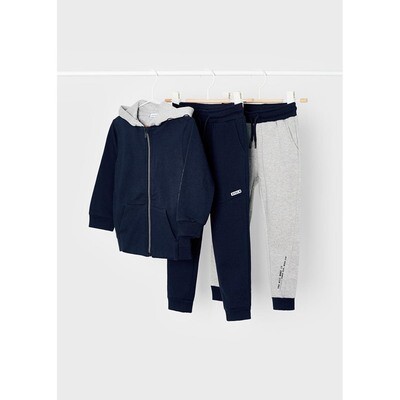 G10839MAY / 907 3 PC TRACKSUIT NAVY HOODED NAVY & GREY PANT