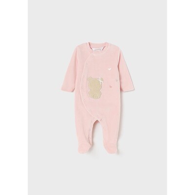 G10964MAY / 2613 SLEEPER ROSE VELOUR BROWN BEAR APPLIQUE SIDE CLOSURE
