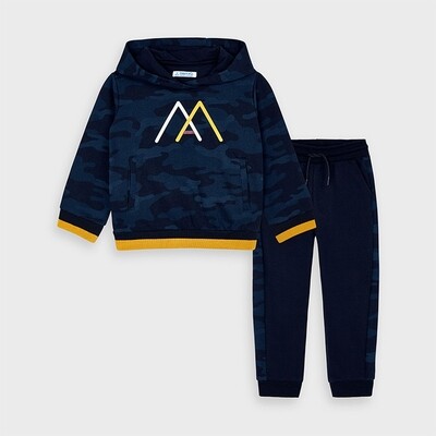 C10513MAY / 4816 2PC TRACKSUIT NAVY WHITE & YELLOW M PRINT HOODED