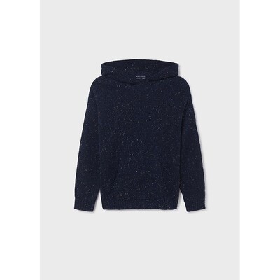 G10888MAY / 7365 KNIT SWEATER HOODIE NAVY WITH SPECKS