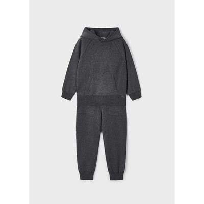 G10992MAY / 4858 2 PC KNIT TRACKSUIT GREY HOODED