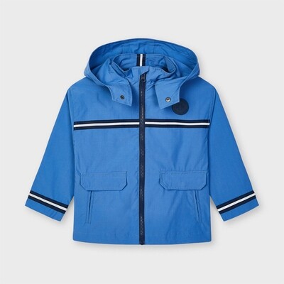 D10653MAY / 3420 BLUE WINDBREAKER REMOVABLE HOOD NAVY STRIPE TRIM D10653MAY / 3420 BLUE WINDBREAKER REMOVABLE HOOD NAVY STRIPE TRIM