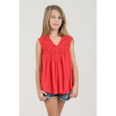 B11239MOL / R1263P BLOUSE RED LACE FRONT & BACK