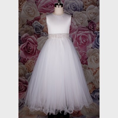 WDCAL03CWH / DRESS 114339L TULLE PEARL BEAD
