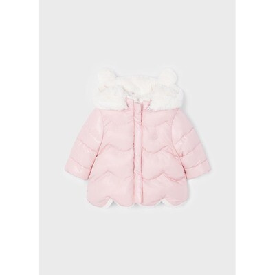 G10753MAY / 2498 FAUX FUR JACKET REVERSIBLE BABY ROSE HOODED