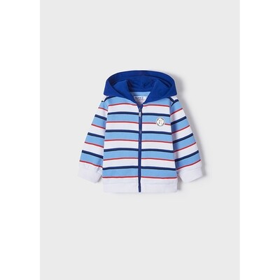 Z10751MAY / 1882 2PC TRACKSUIT STRIPED  BLUE & WHITE CARDIGAN HOODED & BLUE PANT