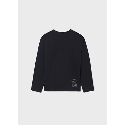 G10200MAY / 7003 SWEATER BLACK RIBBED CREW NECK LONG SLEEVE