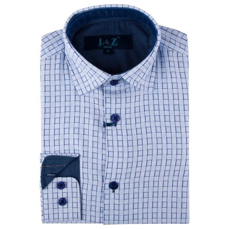 SHIRT STEEL BLUE CHECKERBOARD PRINT / 5807