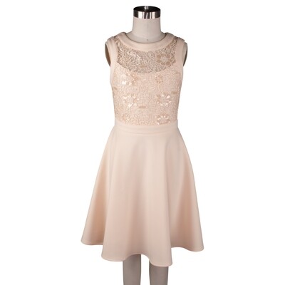 D10857BLI / DRESS CHAMPAGNE EMBROIDERED LACE & SEQUIN BODICE D10857BLI / DRESS CHAMPAGNE EMBROIDERED LACE & SEQUIN BODICE
