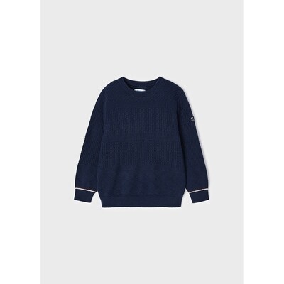 G10320MAY / 4385 KNIT SWEATER NAVY CABLESTITCH