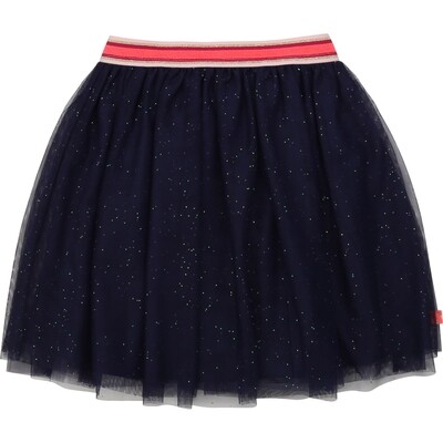 C10337BIL / 13256 SKIRT NAVY TULLE LAYERS MULTI COLORED WAISTBAND SPARKLE