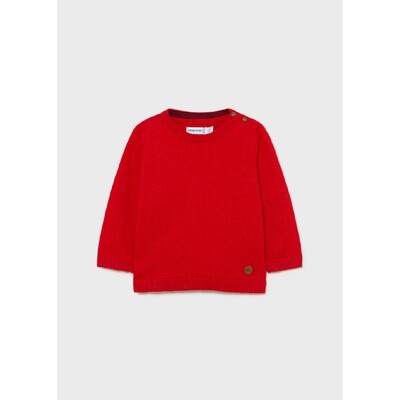 E10500MAY / 351 SWEATER RED CREW NECK NAVY ELBOW PATCH PRINT E10500MAY / 351 SWEATER RED CREW NECK NAVY ELBOW PATCH PRINT