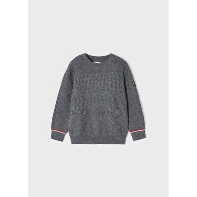 G10688MAY / 4385 KNIT SWEATER   GREY  CABLE STITCH