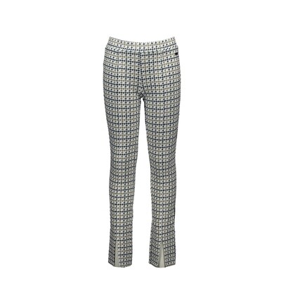 F10171LEC / C1125610 CHECK TROUSER WHITE GREEN & NAVY PRINT