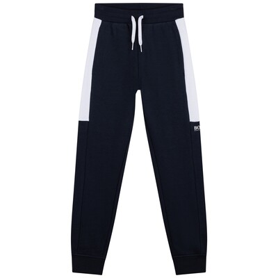F10284BOS / J24752 TRACK PANT NAVY FRENCH TERRY WHITE SIDE TRIM