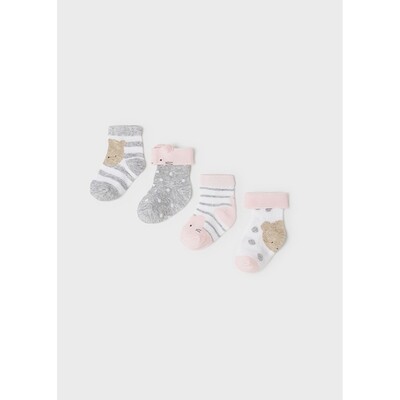F10522MAY / 9477 4 PC SOCK SET ASSORTED COLOURS GREY PINK & WHITE