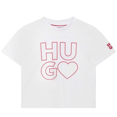 H10068BOS / G15105 T SHIRT WHITE SHORT SLEEVE RED HUG HEART LOGO