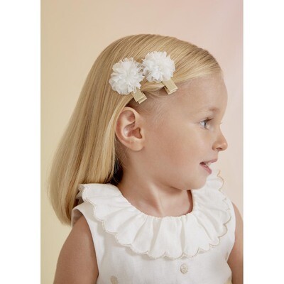 H10299ABE / 5430-096 2 HAIRCLIPS WHITE FLOWERS