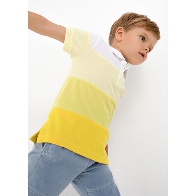 H10252MAY / 3151 055 POLO TOP WHITE & YELLOW STRIPES SHORT SLEEVE