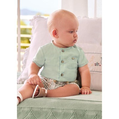 H10613MAY / 1252-078 2 PC SHORT SET AQUA GREEN WHITE & GREEN STRIPED SHORTS