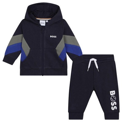 H10660BOS / J8075-849 2PC TRACKSUIT NAVY HOODED GREEN BLUE TRIM