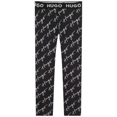 H10656BOS / G14101-M41 LEGGING BLACK WHITE HUGO LOGO PRINT