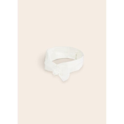 H10876MAY / 9613-079 SOFT HEADBAND OFFWHITE TULLE BOW & FLOWER