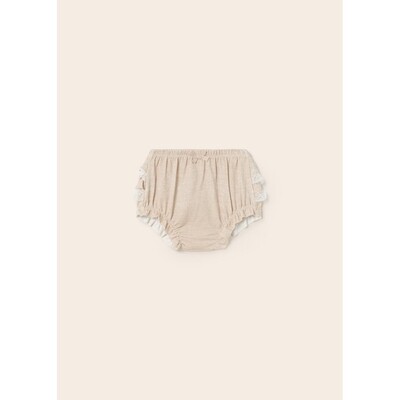 H10873MAY / 9579-087 RUFFLED PANTIES LINEN  BEIGE WHITE LACE TRIM