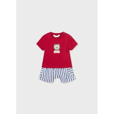 H10972MAY / 1253-051 2PC SHORT SET RED TOP NAVY/WHT STRIPED SHORT