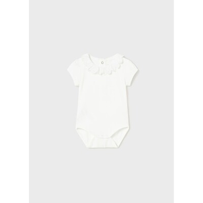 H11049MAY / 1733-084 WHITE BODYSUIT EMBROIDERED COLLAR