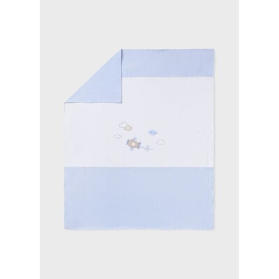 H11177MAY / 9247-085 BLANKET WHITE & BLUE AIRPLANE APPLIQUE