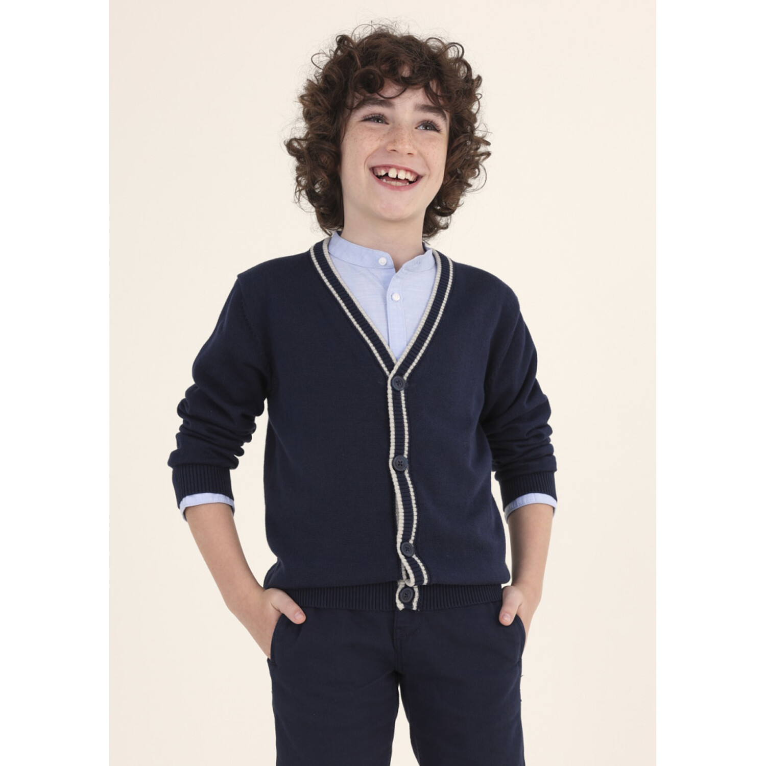 Boys navy blue cardigan top