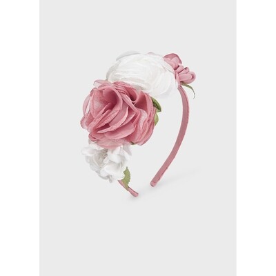 H11305MAY / 10485-072 HEADBAND PINK WHITE & PINK FLOWERS