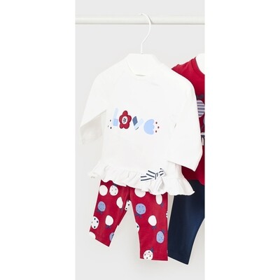 H11368MAY / 1745-070 2 PC LEGGING SET WHITE TOP RED & WHITE PRINTED LEGGING