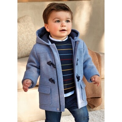 J10159MAY / 2442-020 TRENCH COAT LIGH BLUE HOODED NAVY TOGGLES