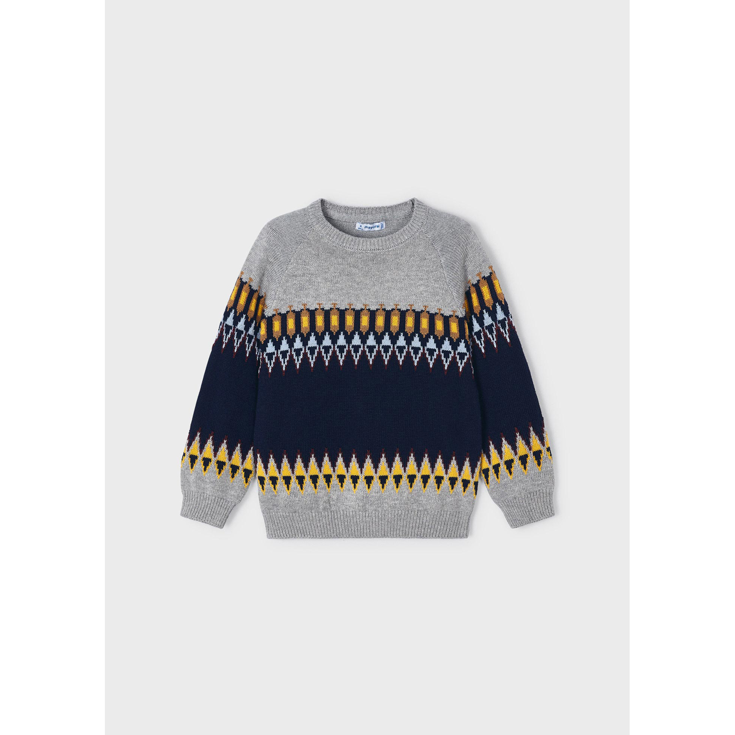 Mayoral Boys 4321 062 Knit Jacquard Sweater Grey Navy Multi Colored - Kids  Abel & Lula Clothing Online | Shop Kids Abel & Lula Clothes