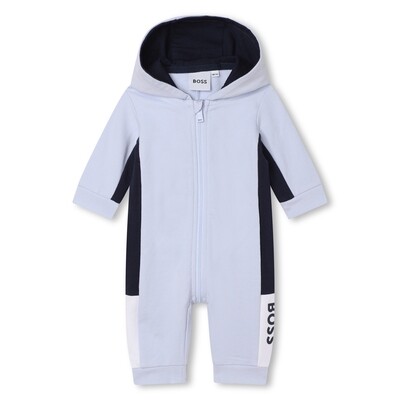 J10194BOS / J94354-771 HOODED OVERALL PALE BLUE & NAVY FRONT CLOSURE