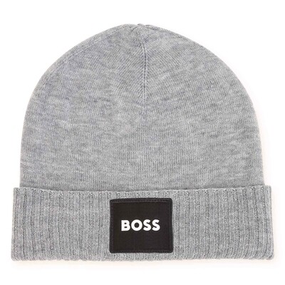 J10257BOS  / J21283-A32 PULL ON HAT GREY NAVY LOGO PATCH
