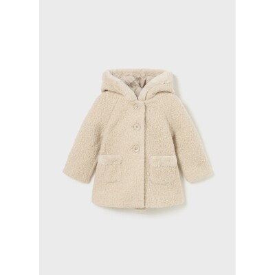 J10289MAY / 2416-059 SHEARLING COAT BEIGE HOODED WITH POCKETS
