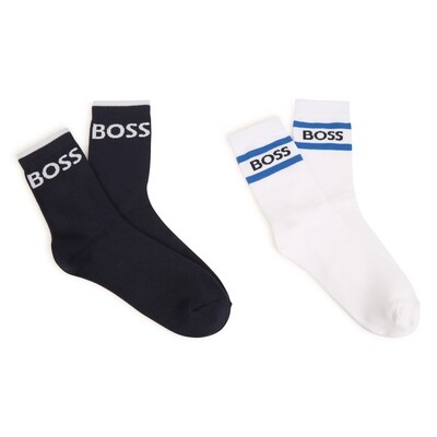 J10484BOS / J20407-849 2 PC SOCK NAVY OR WHITE WITH BOSS LOGO