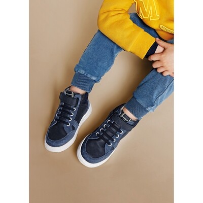 J10777MAY / 44 418-075 HIGH CUT SHOE NAVY & BLUE SUEDE CITY BOOTIE